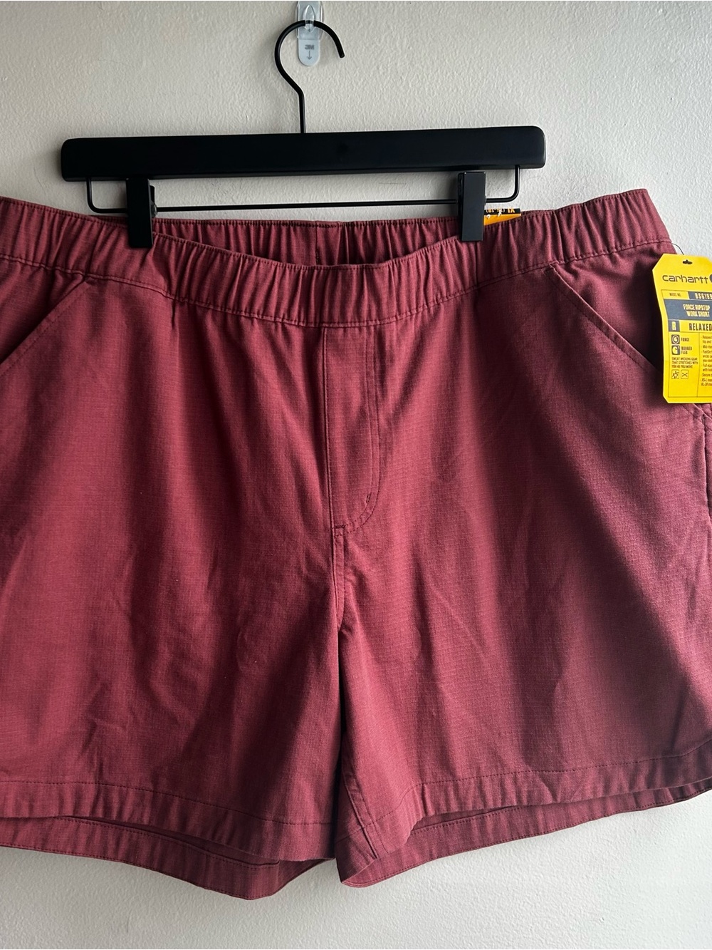 Carhartt Men’s Maroon Elastic-Waist Work Shorts